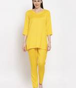 Yellow floral print viscose rayon salwar