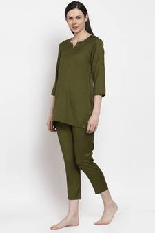 Green floral print viscose rayon salwar