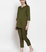 Green floral print viscose rayon salwar