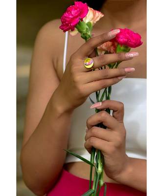 Mitali Jain Phase Gold Gibbous Moon Enamel Ring 1