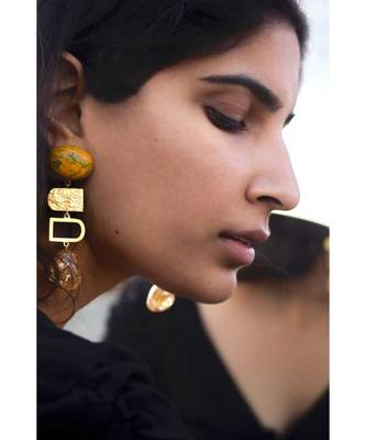 Mitali Jain yellow Hawaii Gold Tropical Earrings 1