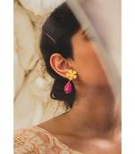 Mitali Jain Fleur Stone Gold Pink Dainty Flower Earrings