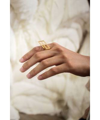 Mitali Jain G Gold Geometric Ring 1