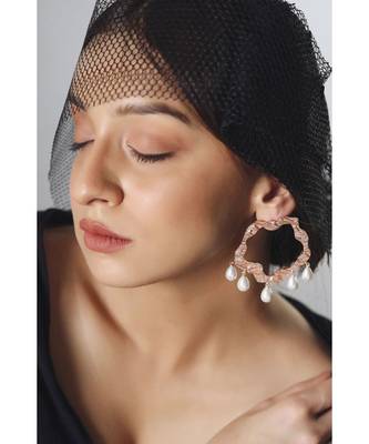 Mitali Jain Dianna Rose Gold Statement Earrings 1