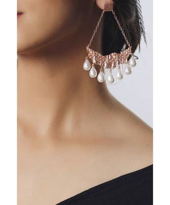 Mitali Jain Gayatri Rose Gold Statement Dangle Earrings 3