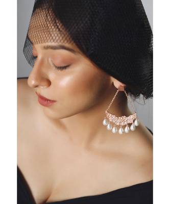 Mitali Jain Gayatri Rose Gold Statement Dangle Earrings 4