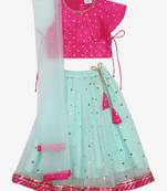 Saka Designs Blue lehenga with sequence work and poly jacquard choli