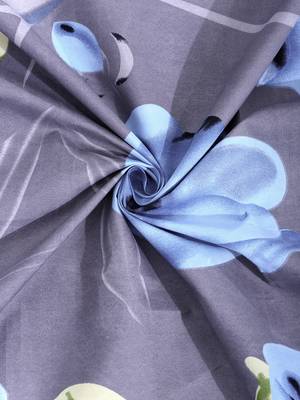 BLUE AND GREY FLORAL 20 TC Cotton  SINGLE Bedsheet with  Pillow Cover 4