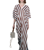 JSDC Striped Printed Ankle Length Satin Silk Kaftan For Women