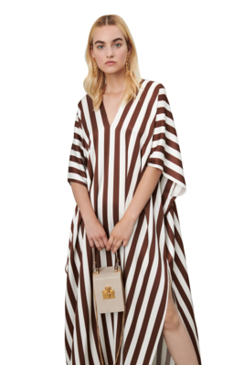 JSDC Striped Printed Ankle Length Satin Silk Kaftan For Women 2