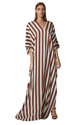 JSDC Striped Printed Ankle Length Satin Silk Kaftan For Women 3