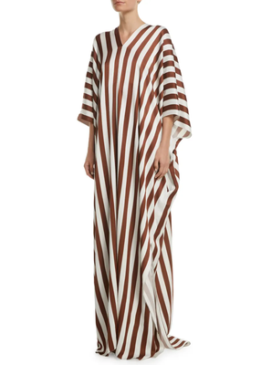 JSDC Striped Printed Ankle Length Satin Silk Kaftan For Women 4