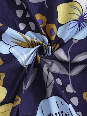 NAVY FLORAL 20 TC Cotton  SINGLE Bedsheet with  Pillow Cover 4
