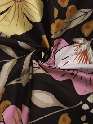 BROWN FLORAL 20 TC Cotton  SINGLE Bedsheet with  Pillow Cover 4