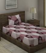 PINK GEOMETRIC 20 TC Cotton  SINGLE Bedsheet with  Pillow Cover