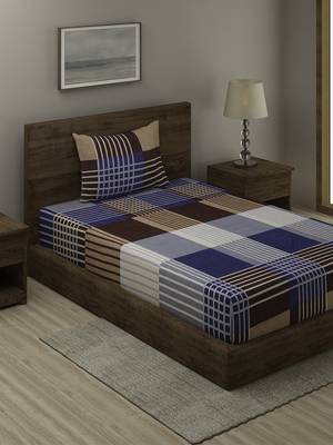 MULTI CHECKS 20 TC Cotton  SINGLE Bedsheet with  Pillow Cover 1