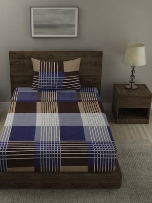 MULTI CHECKS 20 TC Cotton  SINGLE Bedsheet with  Pillow Cover 2