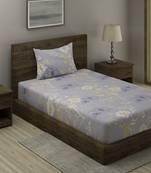 GREY FLORAL 20 TC Cotton  SINGLE Bedsheet with  Pillow Cover