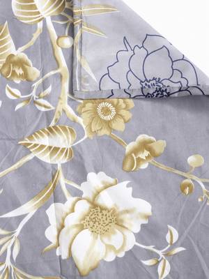 GREY FLORAL 20 TC Cotton  SINGLE Bedsheet with  Pillow Cover 5