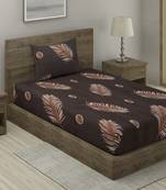 BROWN LEAVES 20 TC Cotton  SINGLE Bedsheet with  Pillow Cover