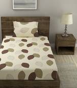 BEIGE FLORAL 20 TC Cotton  SINGLE Bedsheet with  Pillow Cover