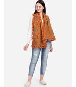Mono Orange Woollen Embroidered Khadi Muffler