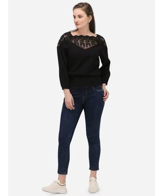 Black Embroidered Full Sleeve Top 1