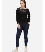 Black Embroidered Full Sleeve Top