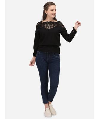 Black Embroidered Full Sleeve Top 2