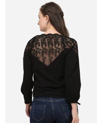 Black Embroidered Full Sleeve Top 3