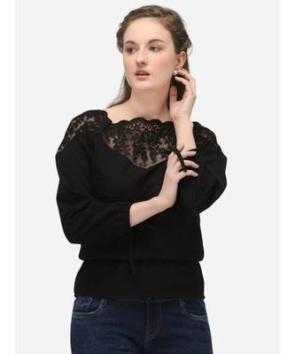 Black Embroidered Full Sleeve Top 4
