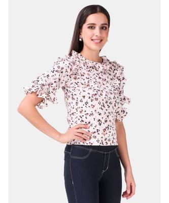 Off White Animal Printed Ruffle Top 3