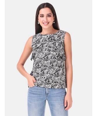 Black Abstract Printed Summer  Top 1