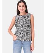 Black Abstract Printed Summer  Top