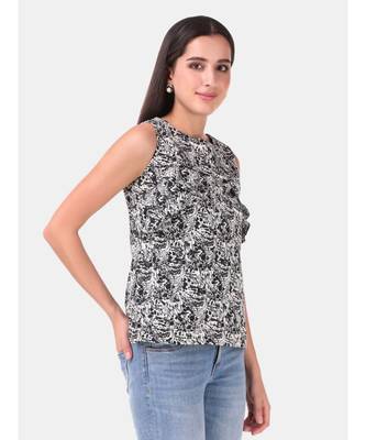 Black Abstract Printed Summer  Top 3
