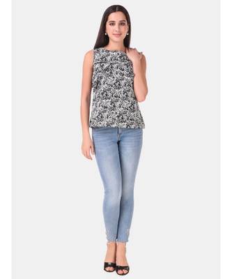 Black Abstract Printed Summer  Top 5