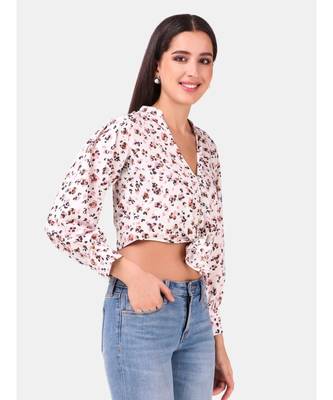 Off White Animal Printed Front Tieup Top 2