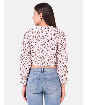 Off White Animal Printed Front Tieup Top 4