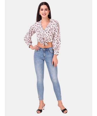 Off White Animal Printed Front Tieup Top 5