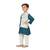 Muslin blue Boys Kurta  Waistcoat and Dhoti Pant Set