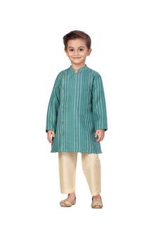 pure cotton silk green Boys Kurta and Dhoti Pant Set