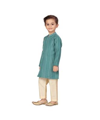 pure cotton silk green Boys Kurta and Dhoti Pant Set 3