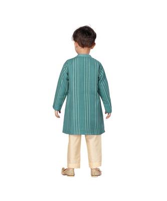 pure cotton silk green Boys Kurta and Dhoti Pant Set 4