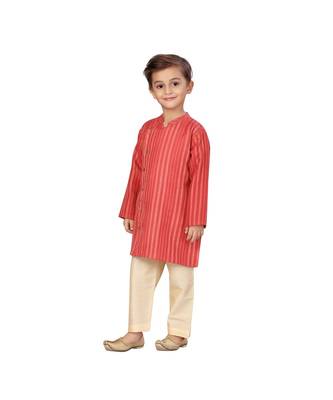 pure cotton silk red Boys Kurta and Dhoti Pant Set 2