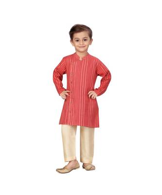 pure cotton silk red Boys Kurta and Dhoti Pant Set 3