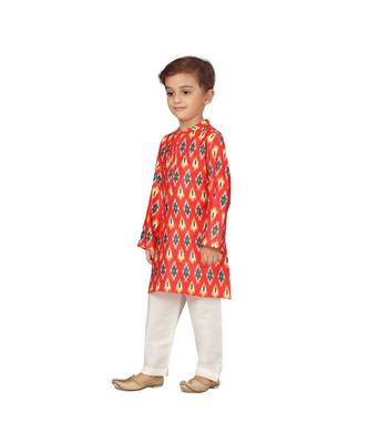 pure blended cotton red Boys Kurta and Dhoti Pant Set 4