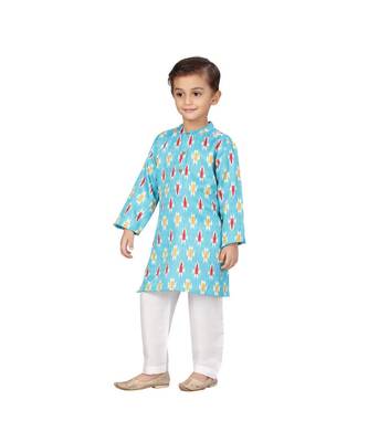 pure blended cotton blue Boys Kurta and Dhoti Pant Set 2