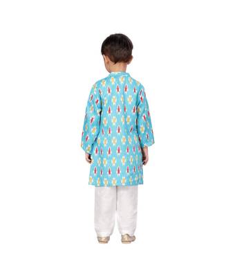 pure blended cotton blue Boys Kurta and Dhoti Pant Set 4