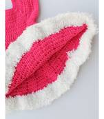 Woonie Handmade Crochet Pink Flare Frock with Fur Hemline