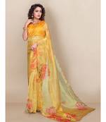 Yellow Organza Saree With Blouse Piece